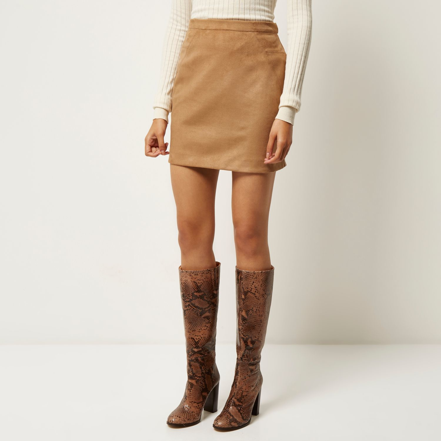 brown tan suede skirt