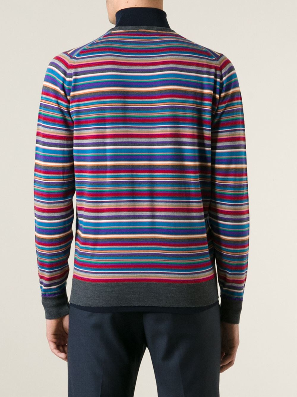 John Smedley Striped Turtleneck Sweater for Men | Lyst