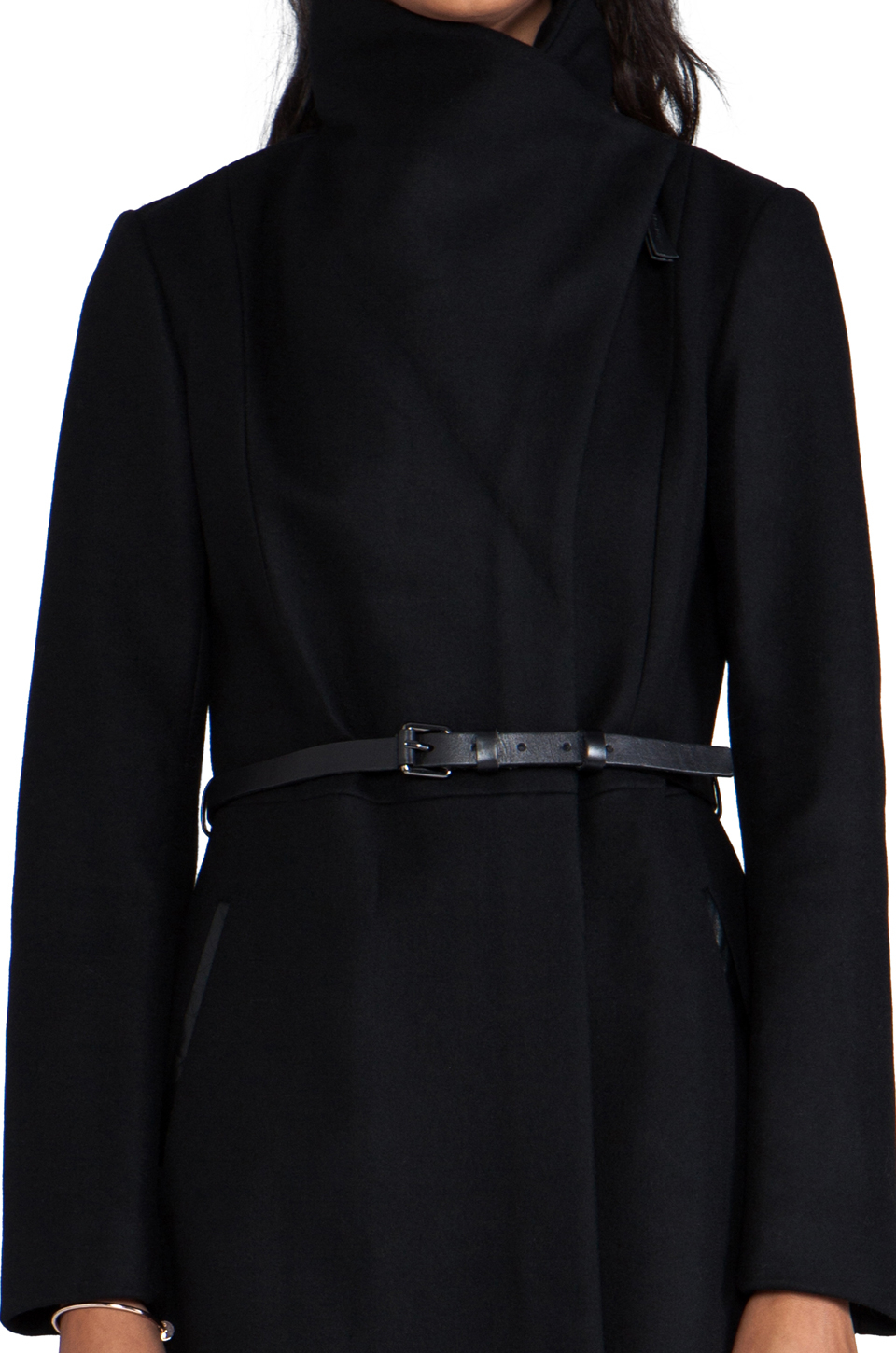 Mackage Valencia Flat Wool Coat in Black Lyst