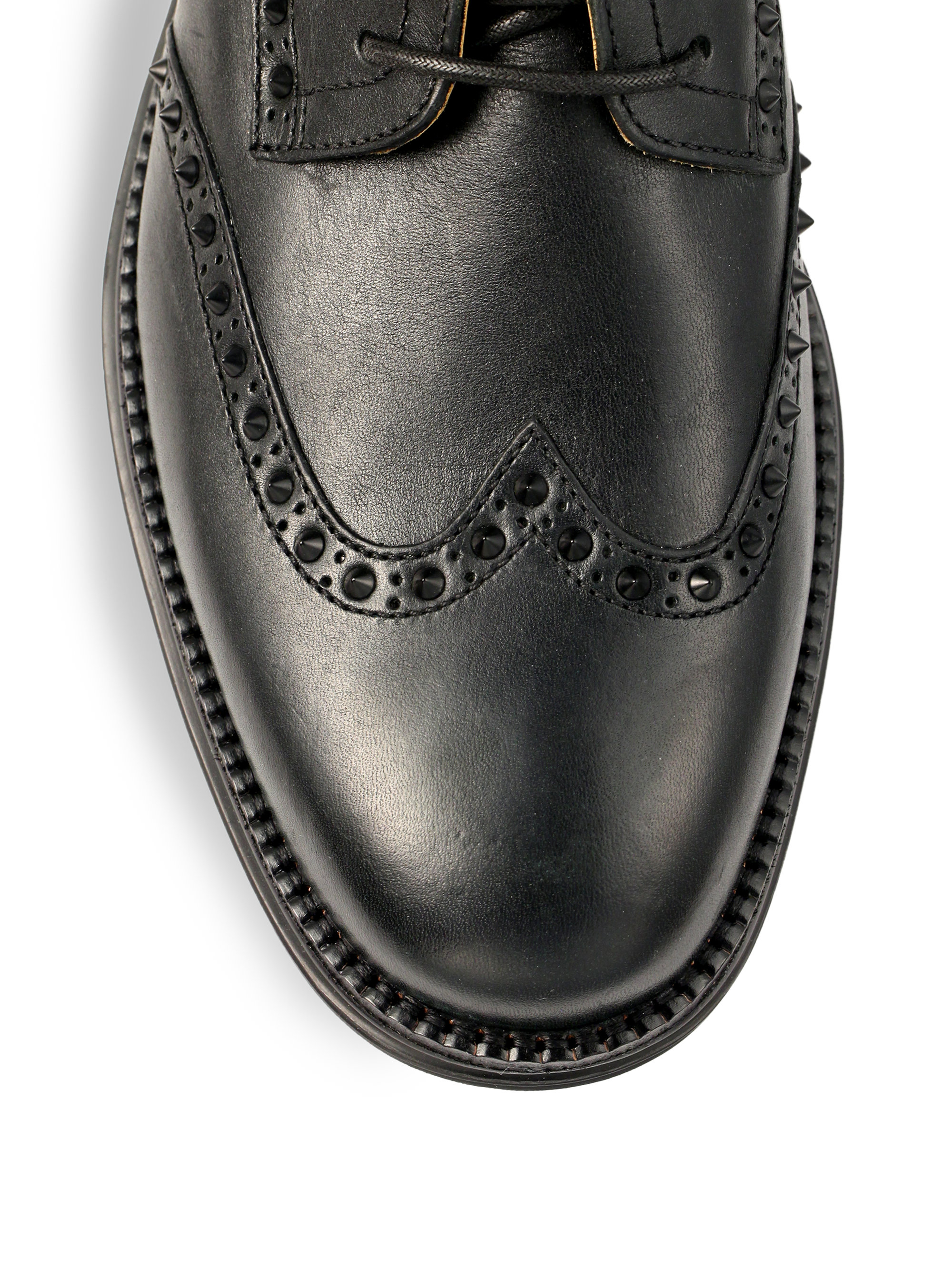 Lyst Cole haan Lunargrand Studded Long Wingtip Leather Oxfords in