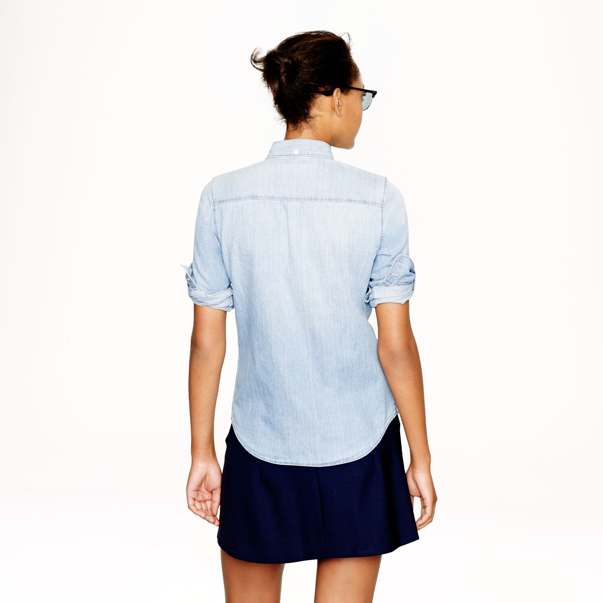 J.crew Petite Keeper Chambray Shirt in Blue (afternoon sky) Lyst
