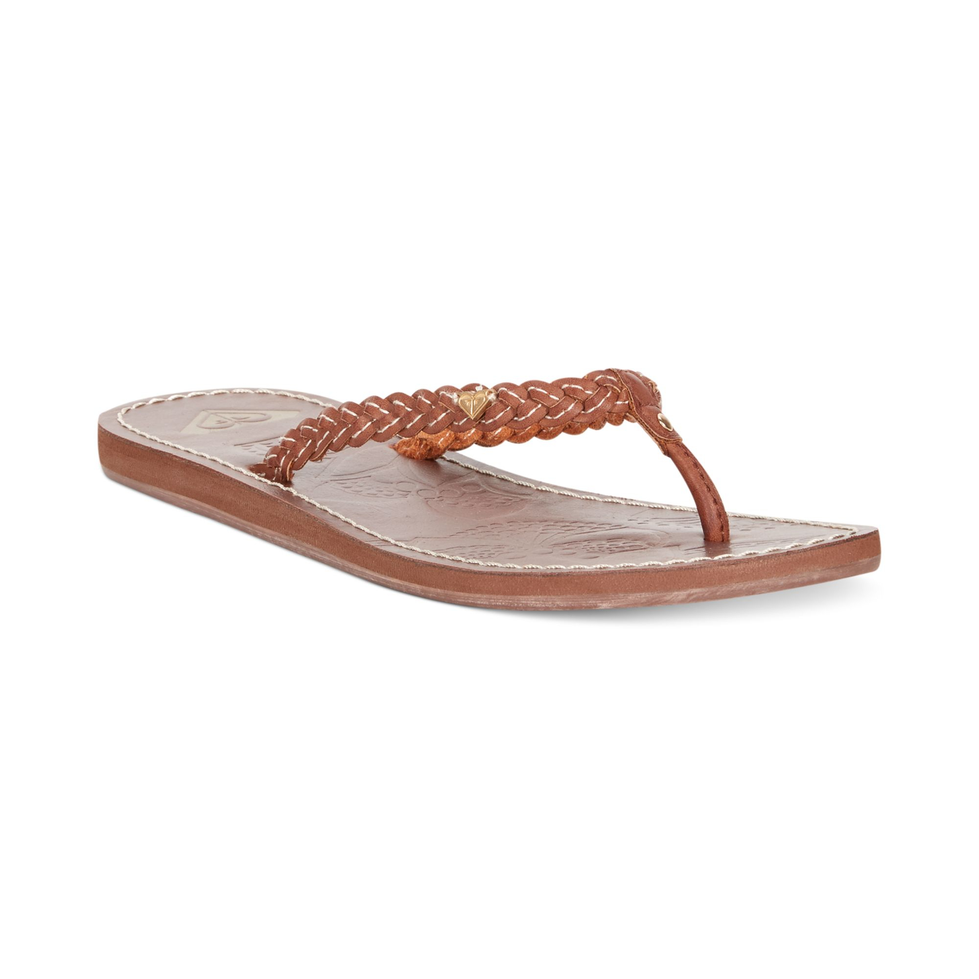 Roxy Mateo Braided Thong Sandals in Brown | Lyst