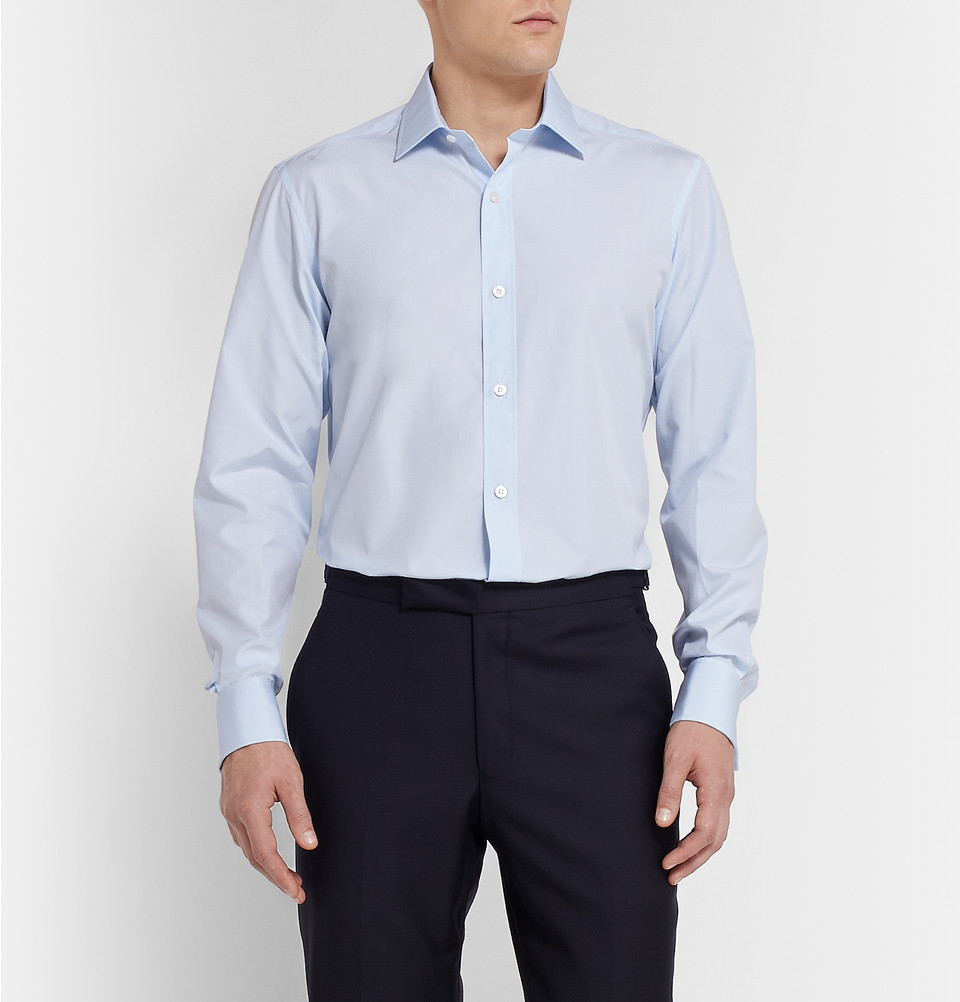 Charvet Blue Slim-fit Double Cuff Cotton-poplin Shirt in Blue for Men ...