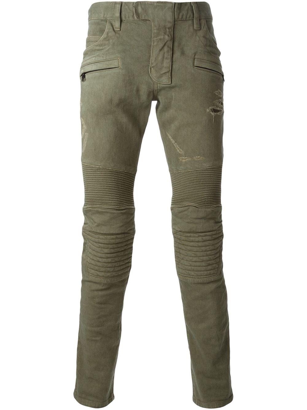 Balmain Biker Skinny Jeans in Green for Men - Lyst