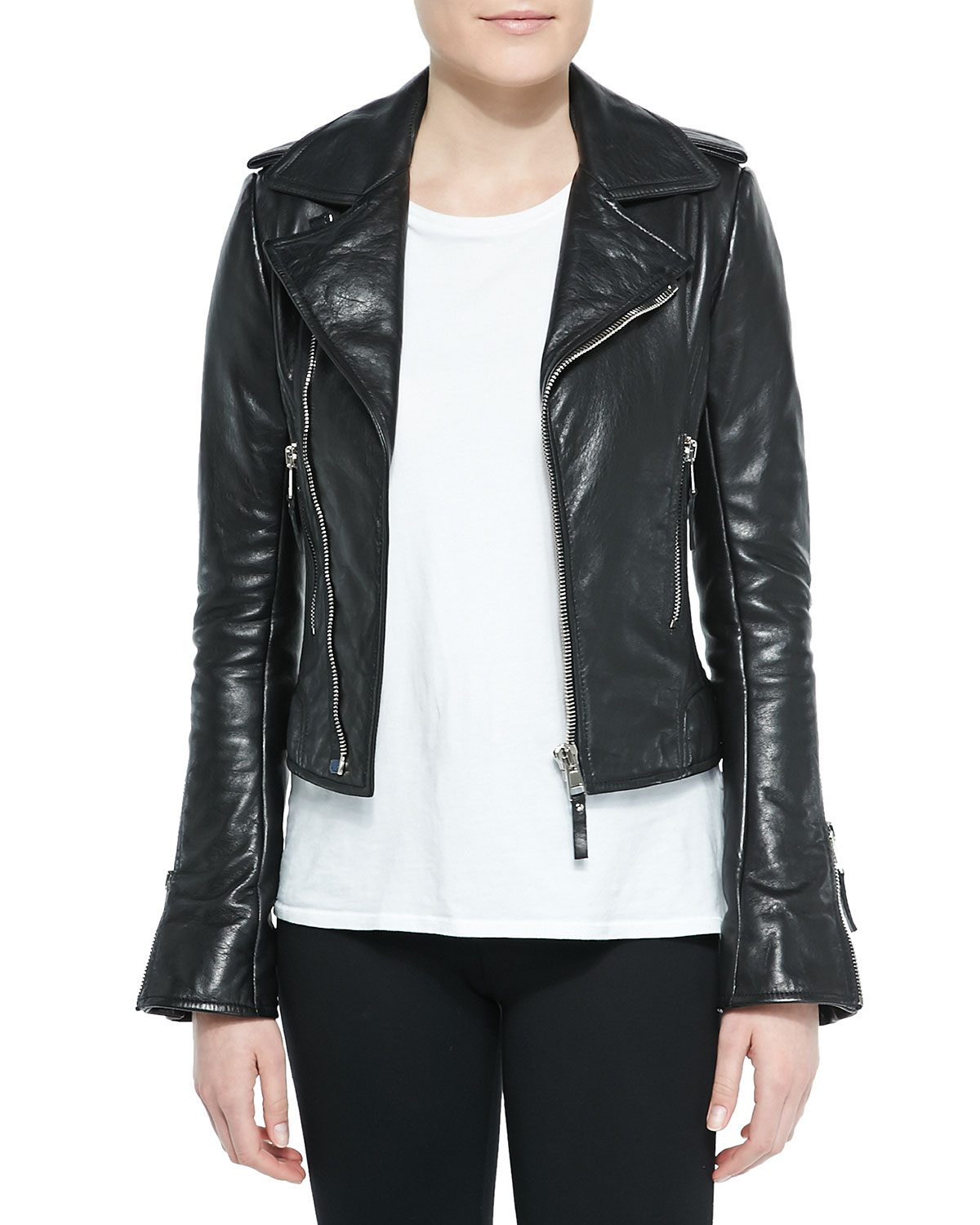 Balenciaga Notched-collar Biker Jacket in Black | Lyst