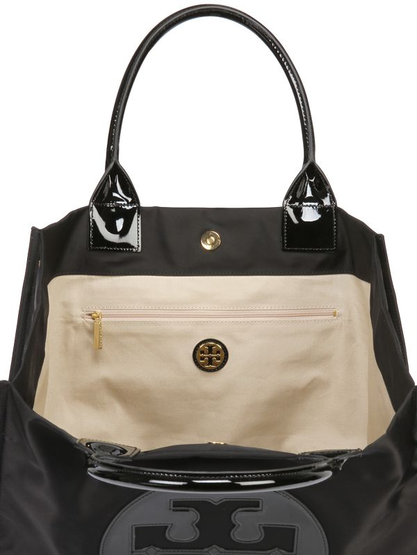 ella patent tote black