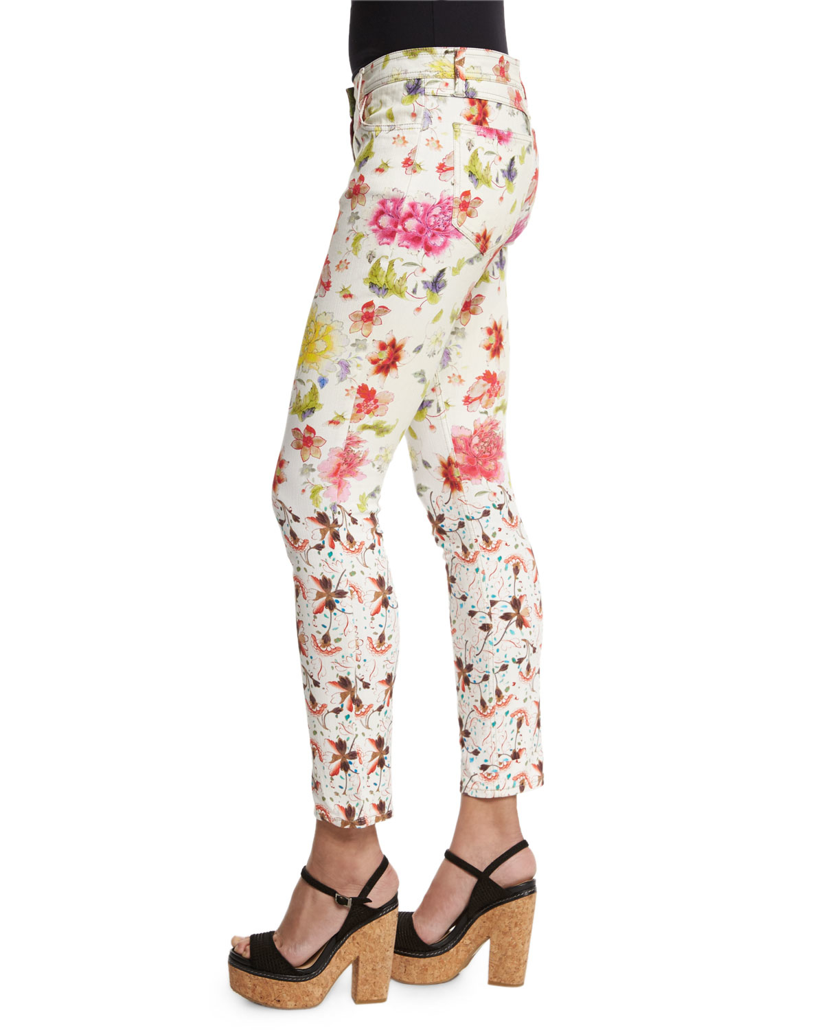 Etro Gradation-floral Skinny Jeans in White - Lyst