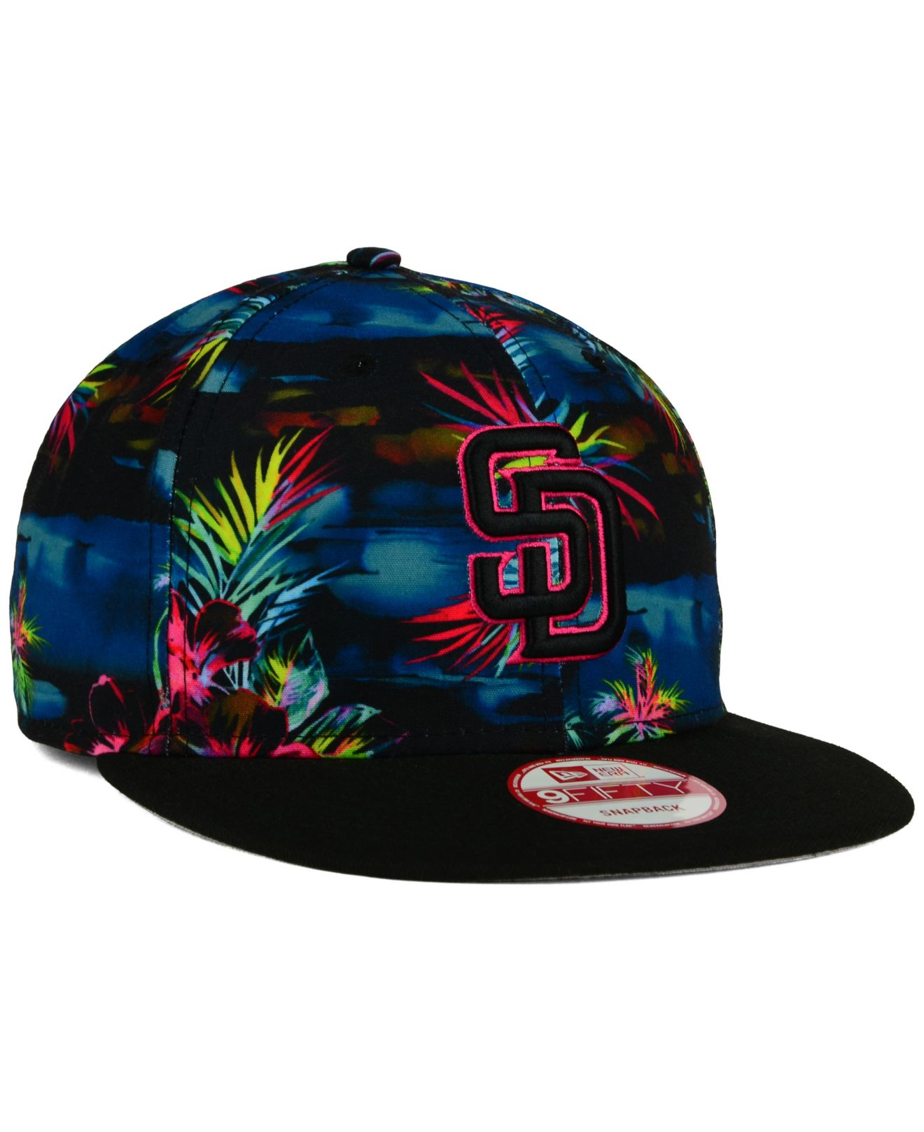 San Diego Padres New Era Tropic Trucker 9FIFTY Snapback Hat - Black