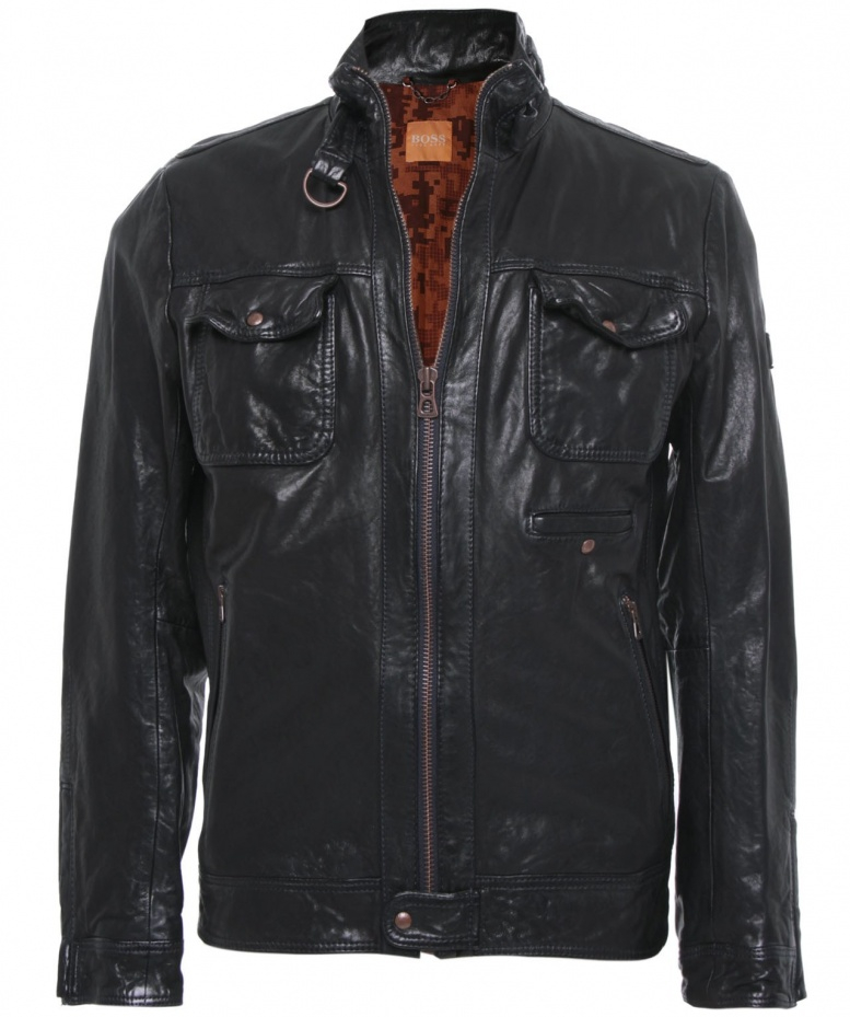 boss orange leather jacket sale