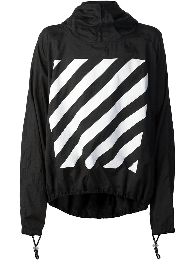 OffWhite c/o Virgil Abloh Striped Panel Windbreaker in Black for Men