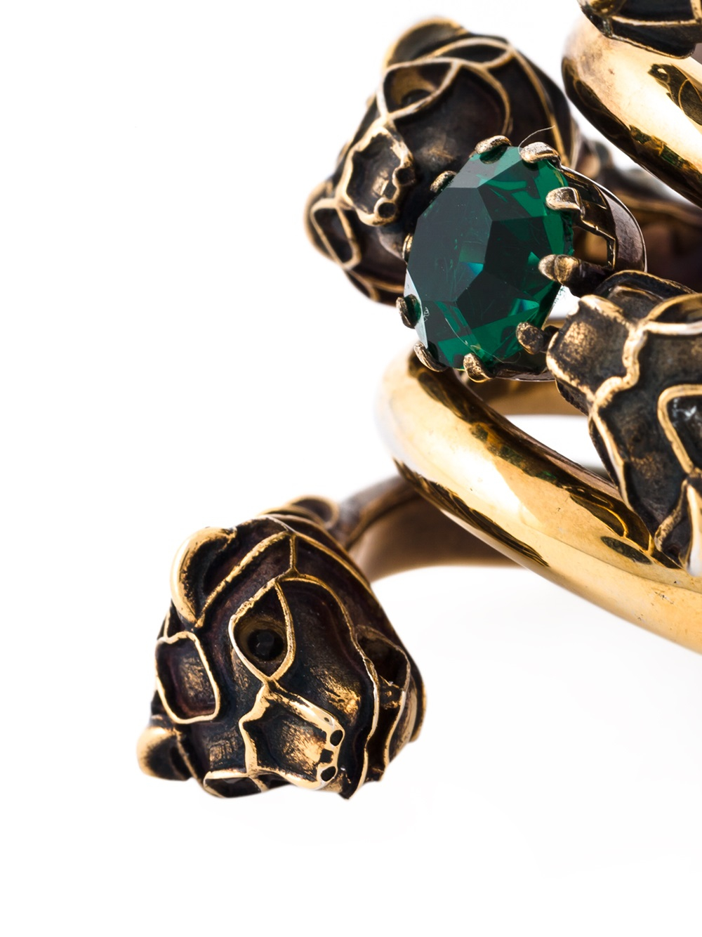 Gucci Snake Head Ring in Green | Lyst