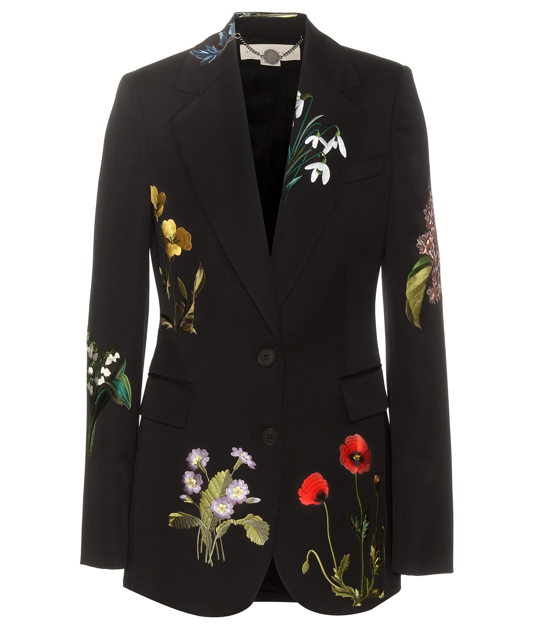 LINSHOW Floral Birds Embroidered Denim Jacket Women