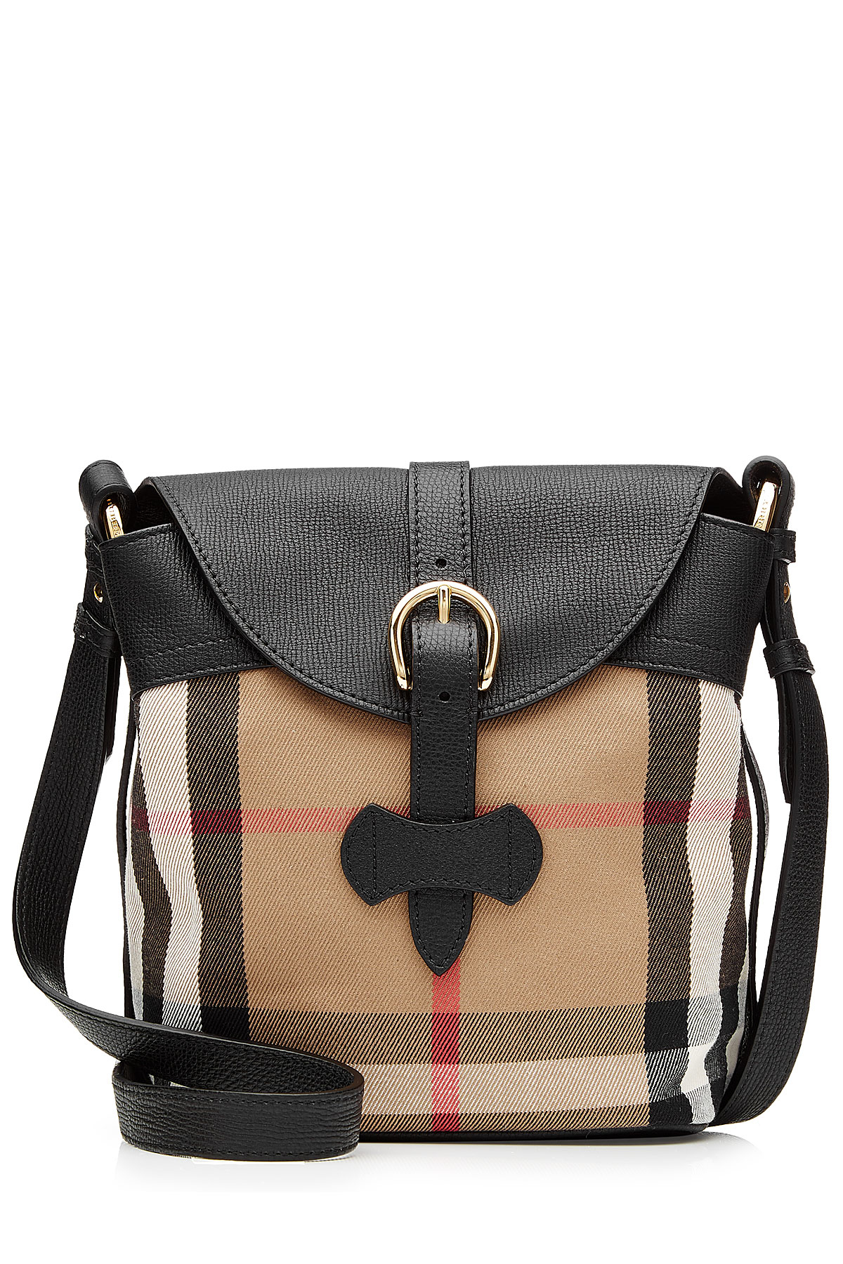 Lyst - Burberry Leather And Printed Fabric Bucket Bag - Multicolor in Brown