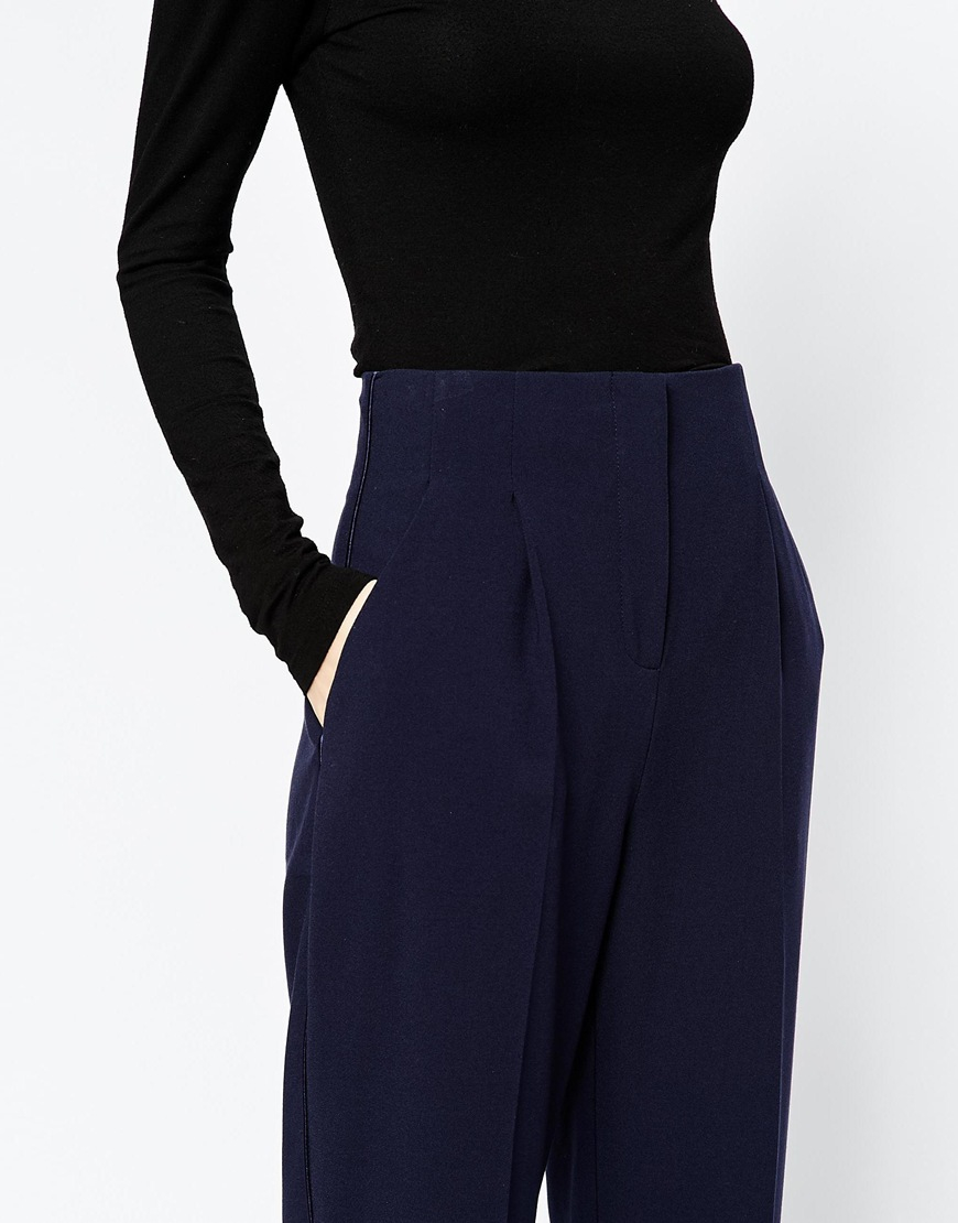 navy high waisted trousers