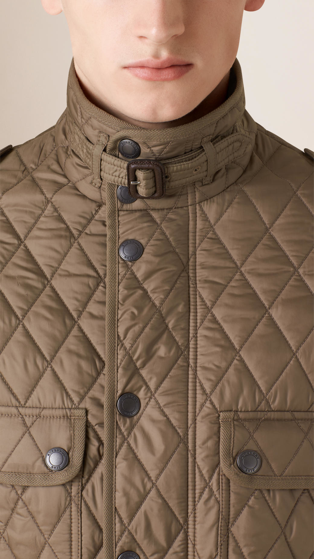 Burberry Diamond Quilted Field Jacket in Natural for Men | Lyst