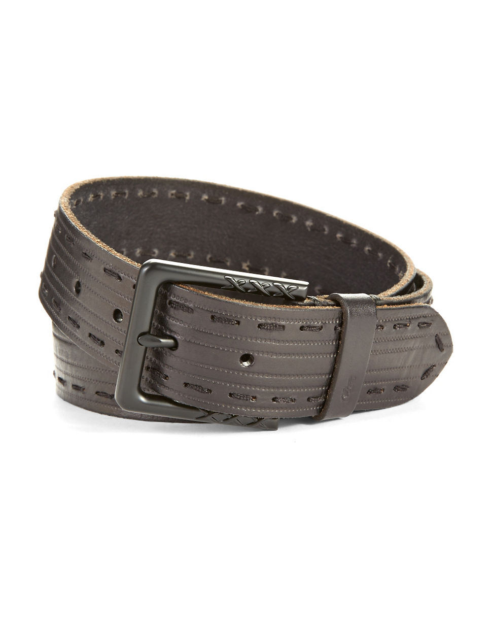 John Varvatos Leather Stitched Belt in Black for Men Lyst