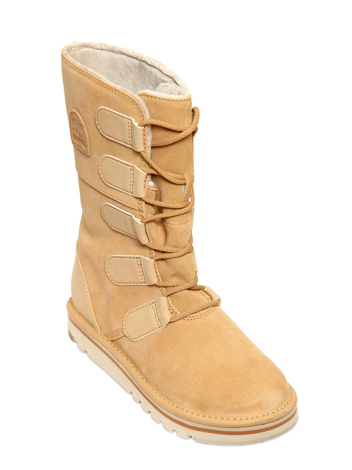 sorel after hours lace shearling boot