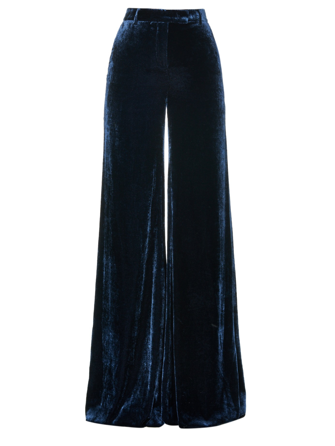 navy velvet wide leg trousers