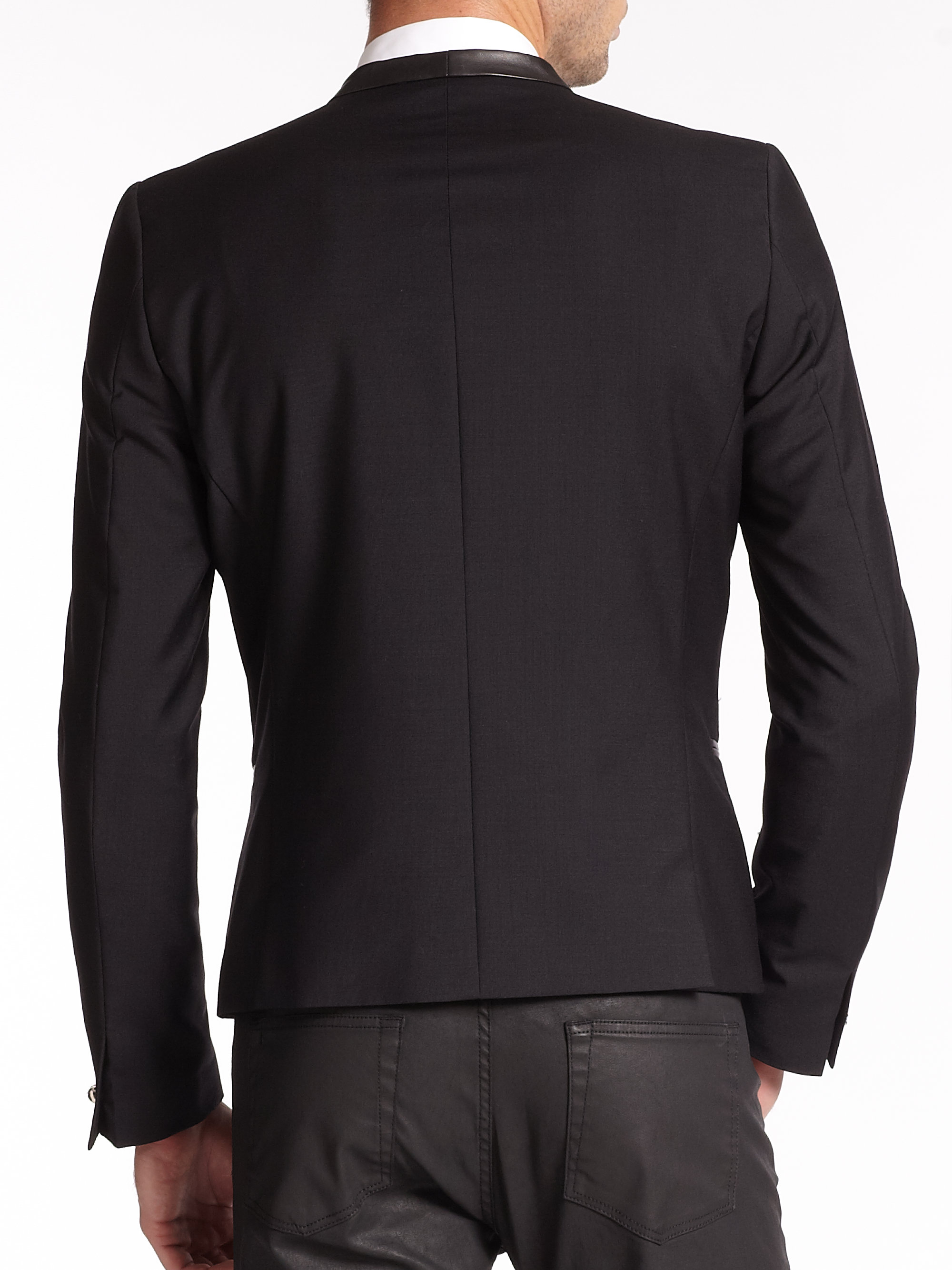 The Kooples Wool, Mohair & Leather Blazer in Black for Men - Lyst