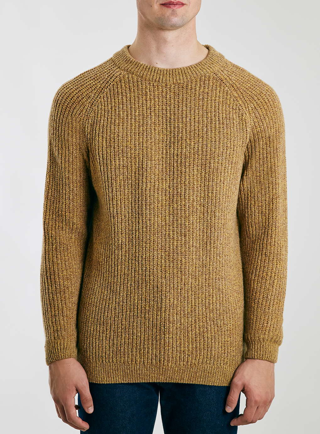 TOPMAN Synthetic Ltd Core Mustard Lambswool Crew Neck Sweater in Yellow