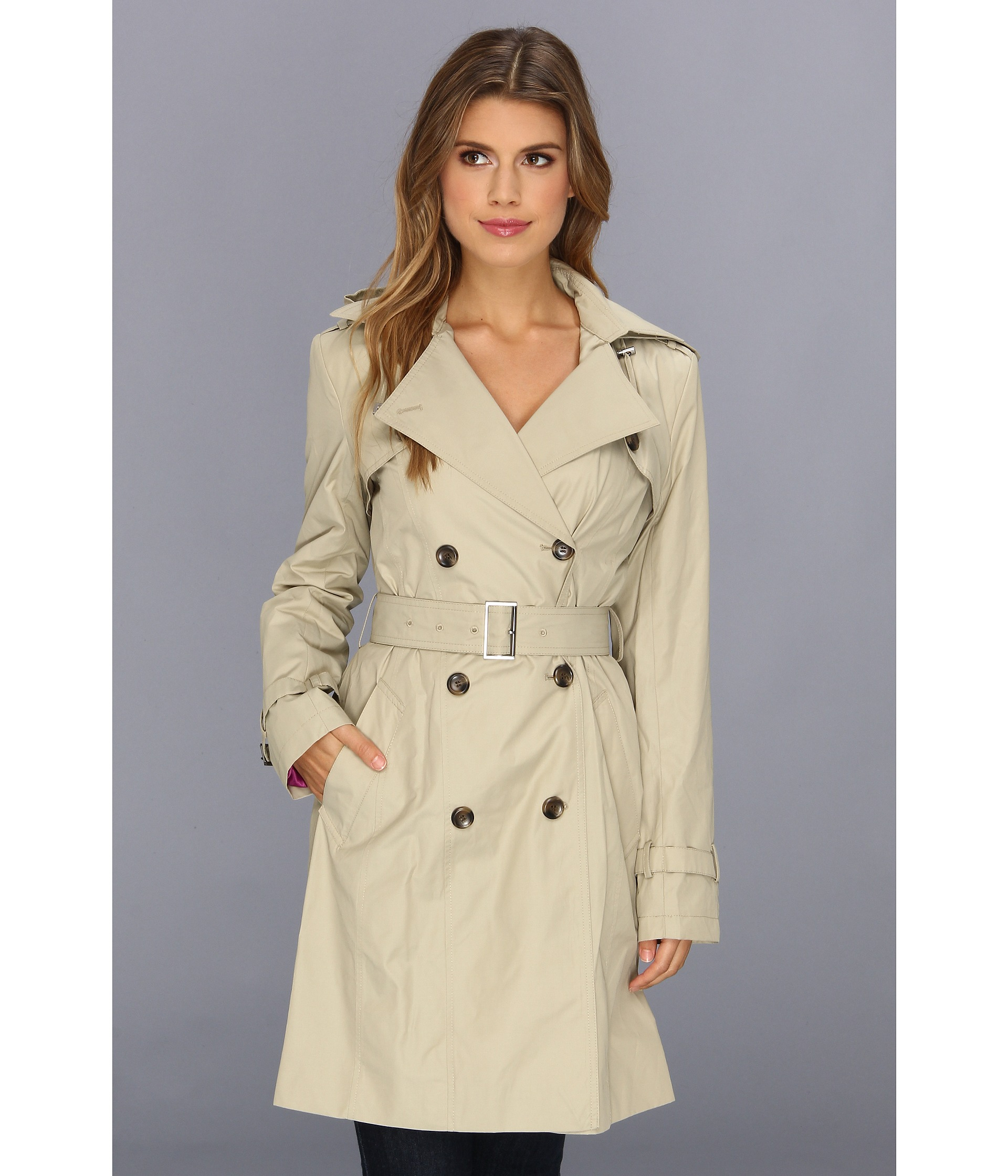 Cole Haan Womens Double Breasted Trench Coat Rain Jacket
