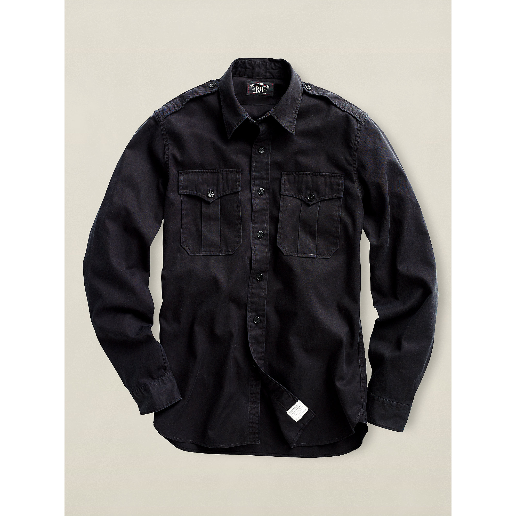 RRL Twill G.I. Utility Shirt in Black for Men - Lyst