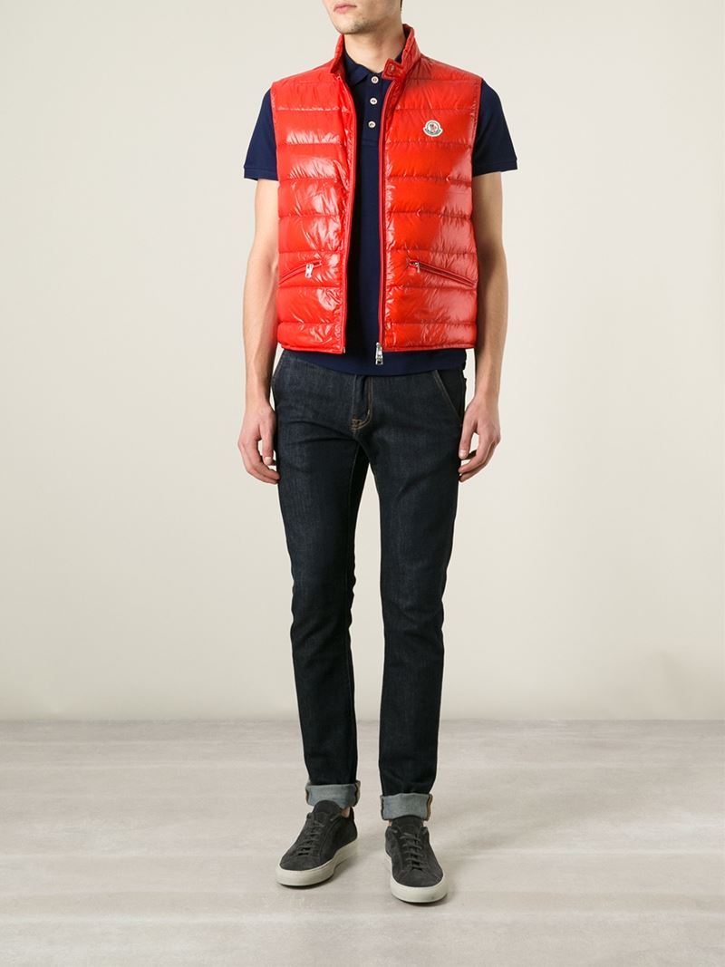 Moncler 'Tib' Padded Gilet in Red for Men - Lyst