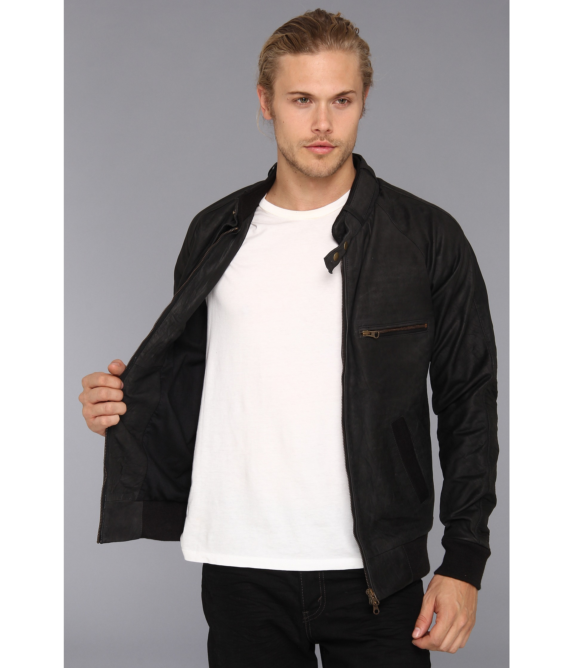 Zanerobe Clubman Leather Jacket In Black For Men Lyst