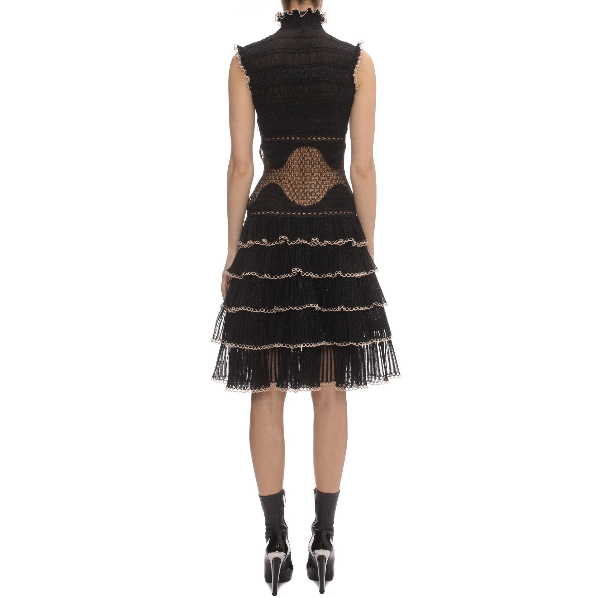 black high neck ruffle dress