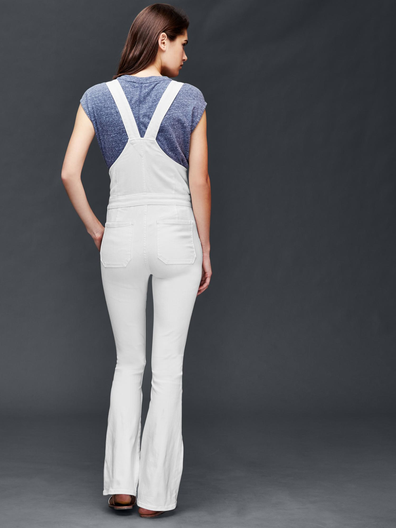 Gap 1969 Denim Flare Overalls in White Lyst