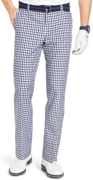 Izod Flat Front Gingham Check Performance Golf Pants in Blue for Men ...