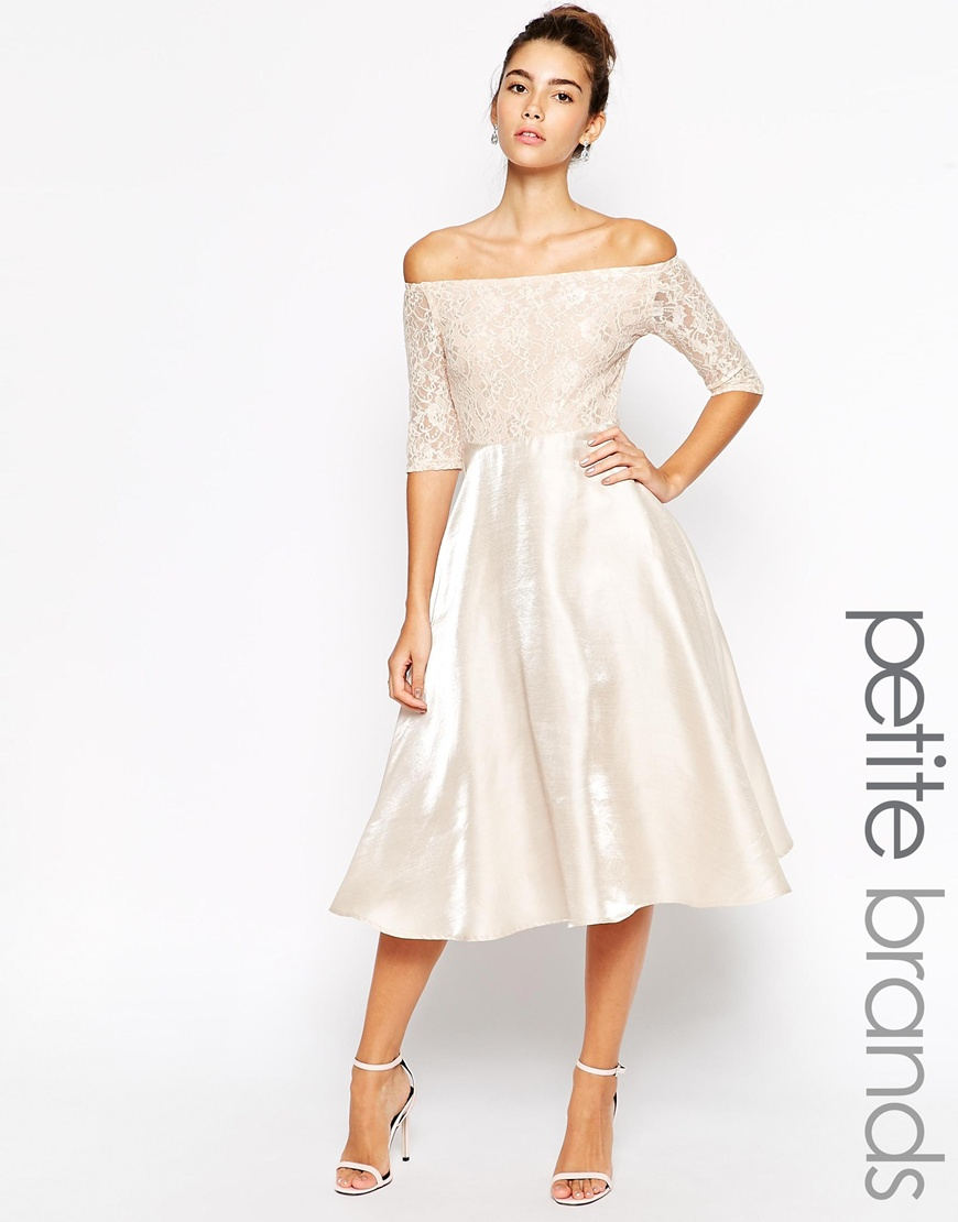 bardot midi prom dress