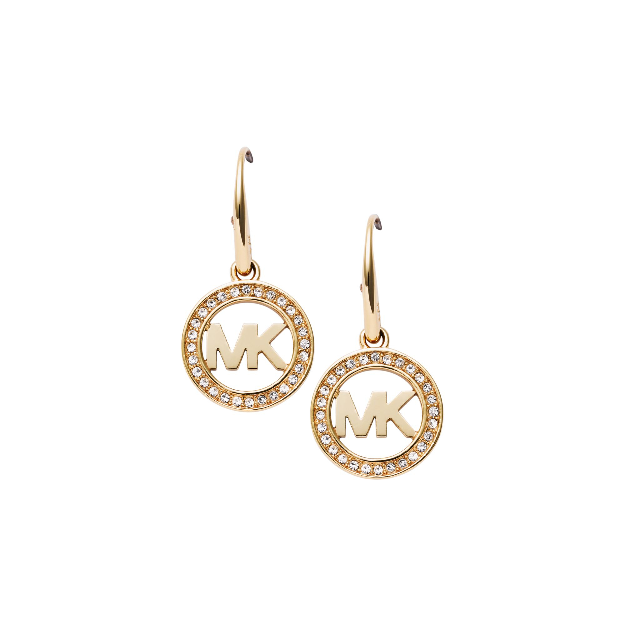 Lyst Michael Kors Pavé Logo Gold Tone Earrings In Metallic Gallery