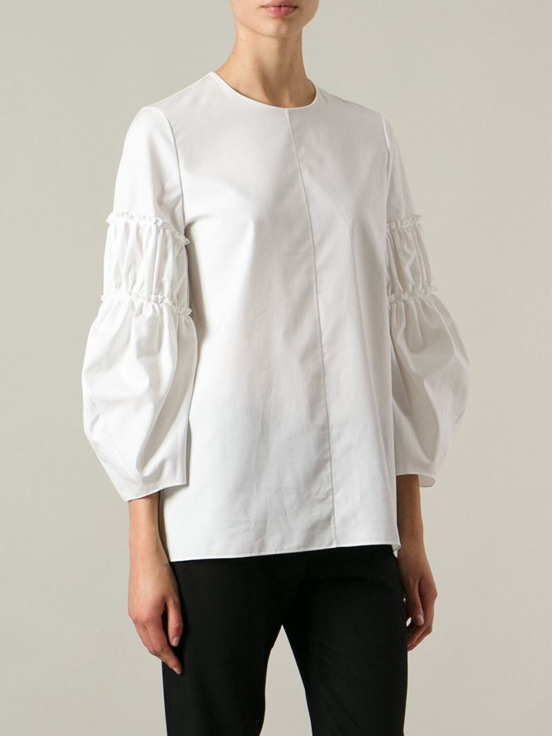 Lyst - Chloé Puff Sleeve Blouse in White