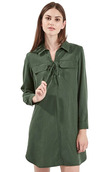 topshop green shirt dress