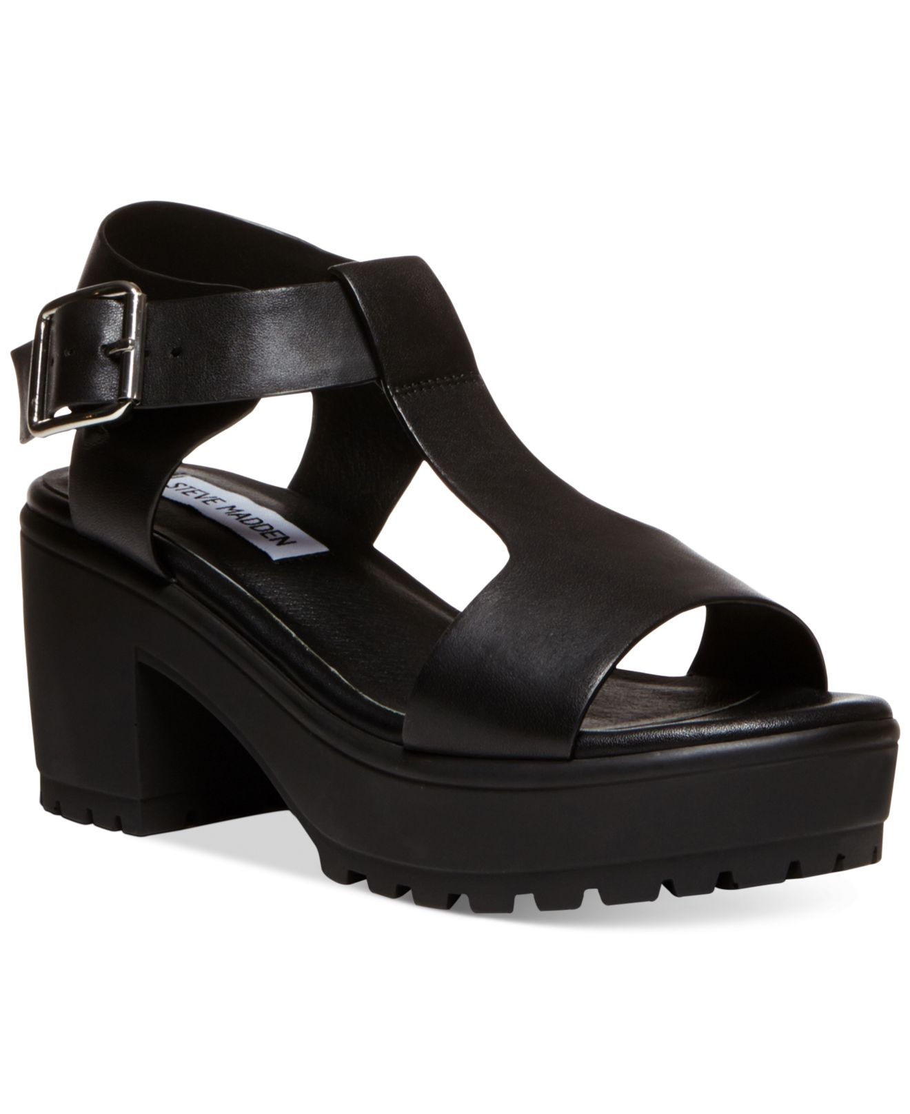 Lyst - Steve madden Women'S Stefano Block Heel Platform Sandals in Black