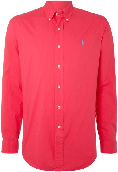 Polo Ralph Lauren Classic Long Sleeve Custom Fit Shirt in Red for Men ...