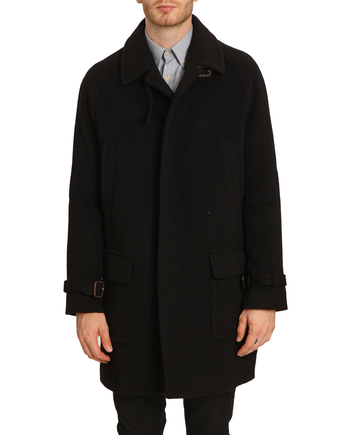 Lacoste Black Wool Coat in Black for Men | Lyst