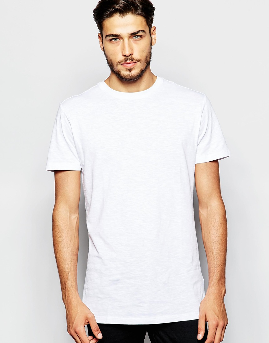 All White T Shirt Adpt Longline T-shirt With Back Print In White For ...