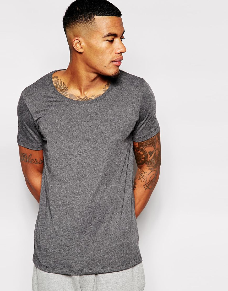 ASOS Cotton Loungewear Scoop Neck T-shirt in Charcoal (Gray) for Men | Lyst