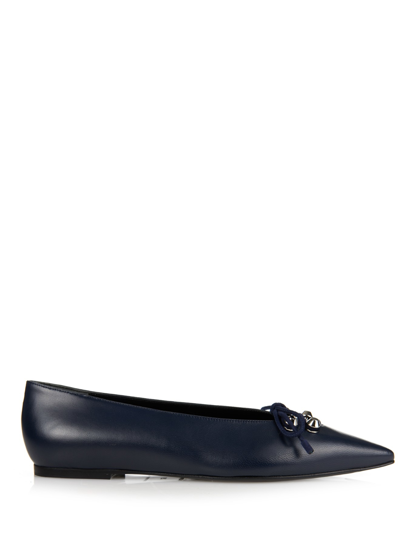 Pronounce Time Associate Balenciaga Leather Lace-Up Point Toe Flats in Navy (Blue) | Lyst
