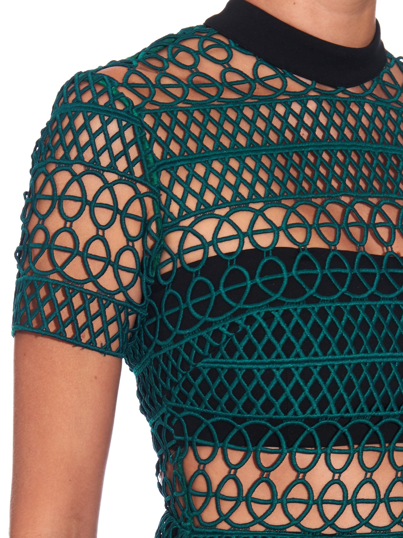 self portrait green lace dress