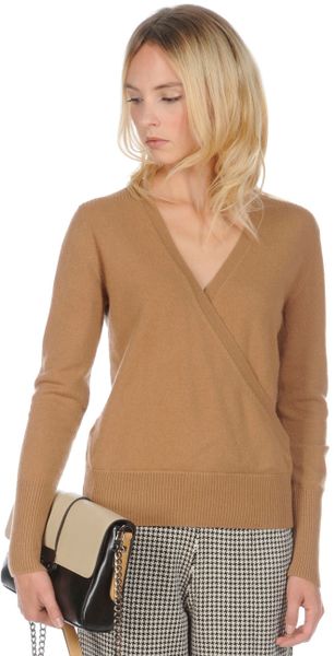 Stefanel Cashmere Cachecoeur Sweater in Brown (copper) | Lyst