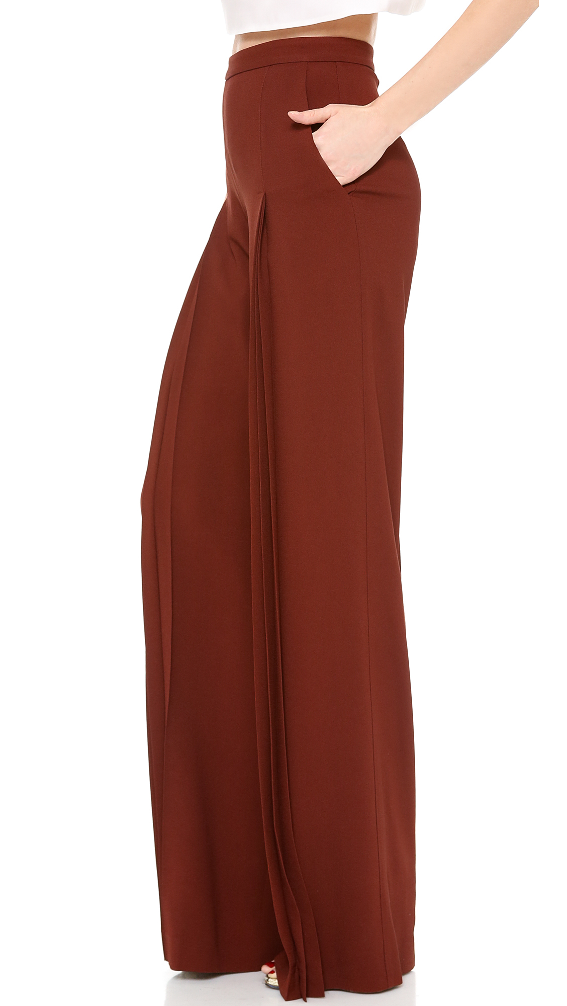 Lyst Philosophy Accordion Wide Leg Pants in Red