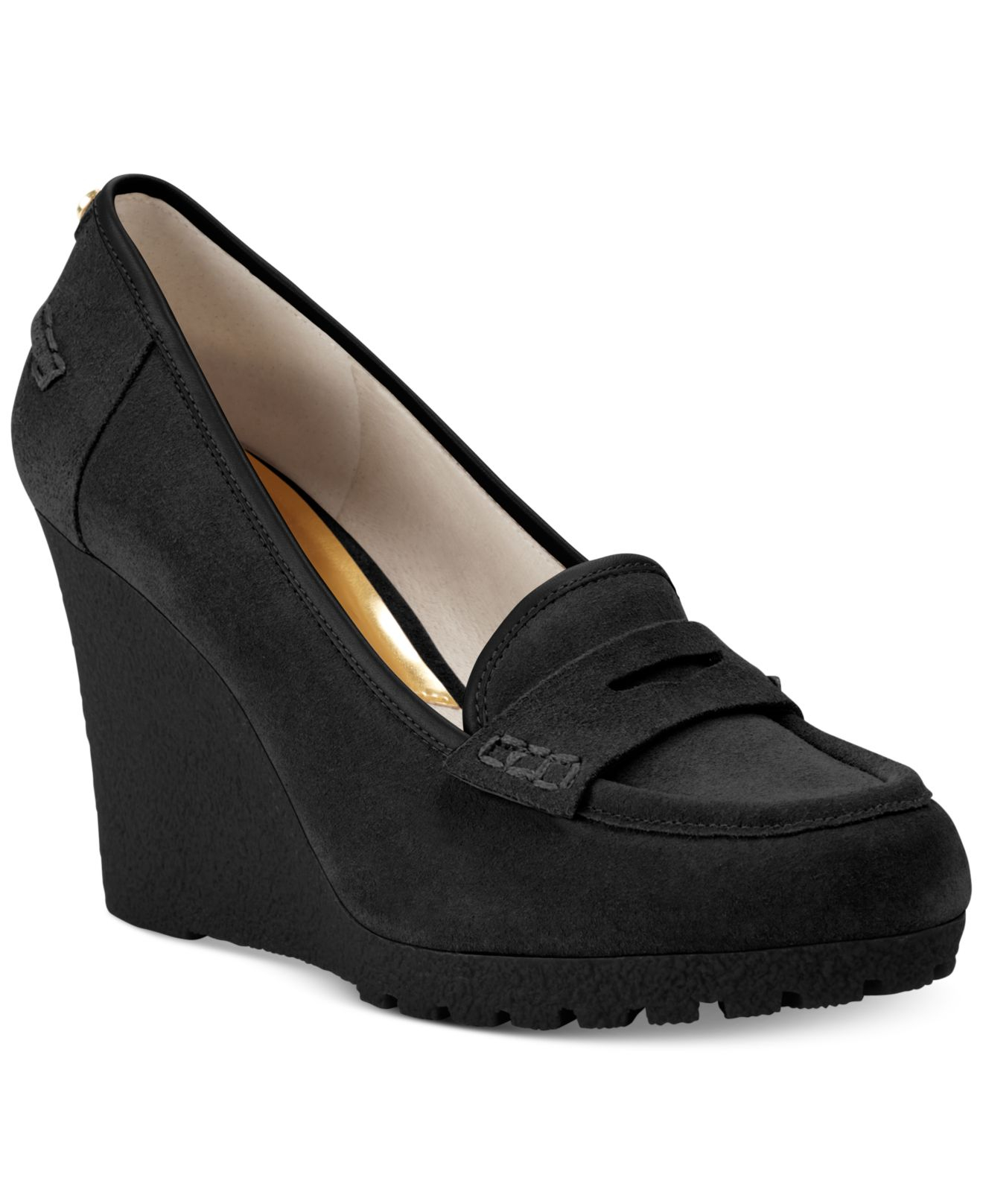 Michael Kors Michael Rory Loafer Wedge Pumps in Black | Lyst