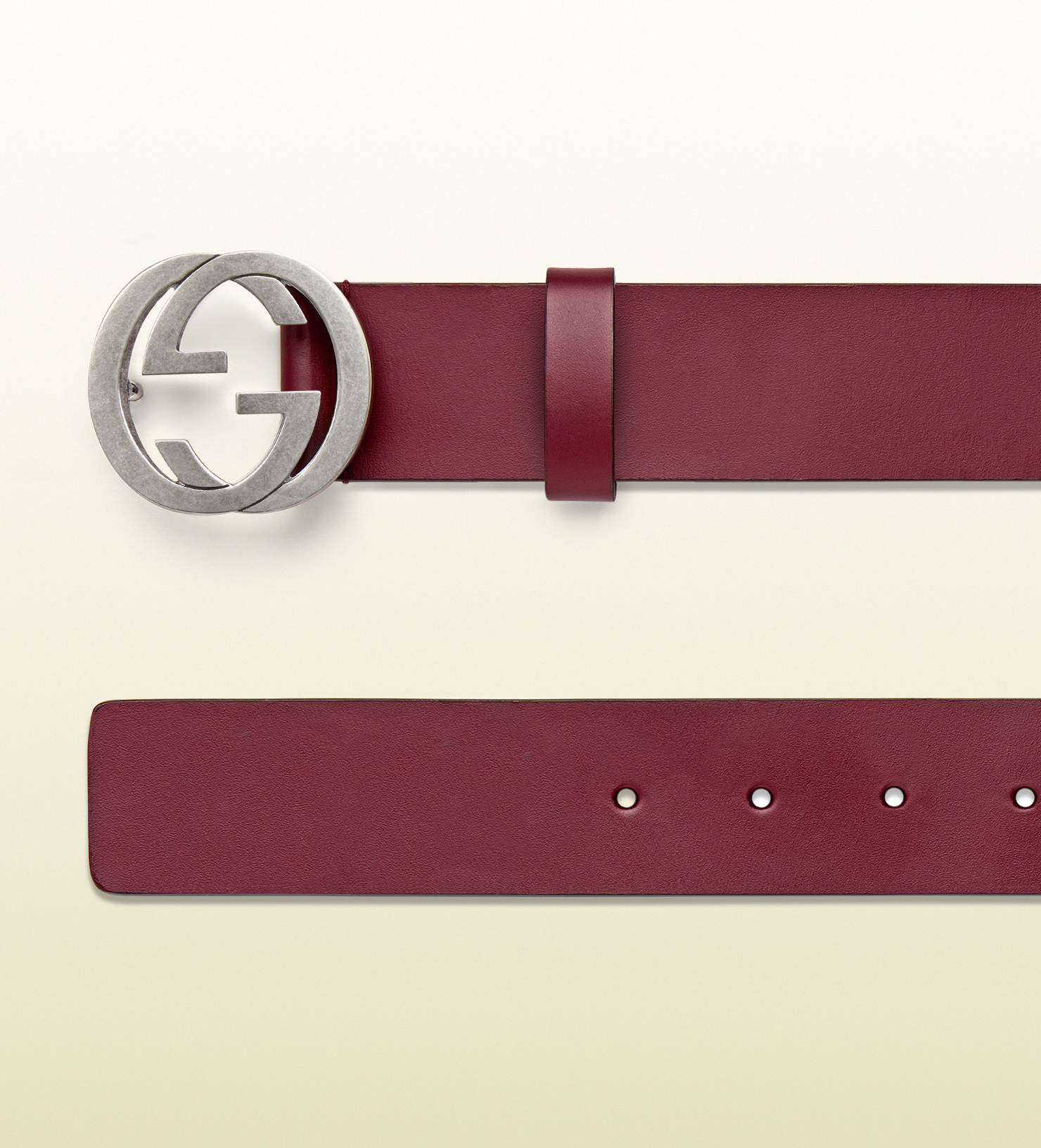 Lyst - Gucci Leather Belt With Interlocking G Buckle in Red for Men
