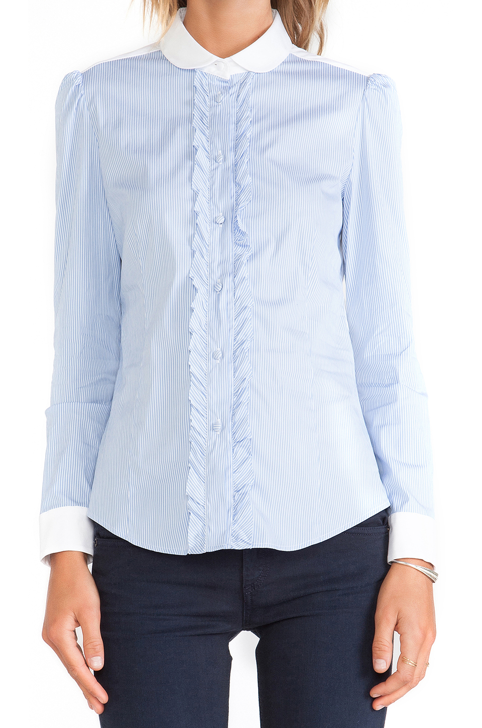 ruffle button down shirt