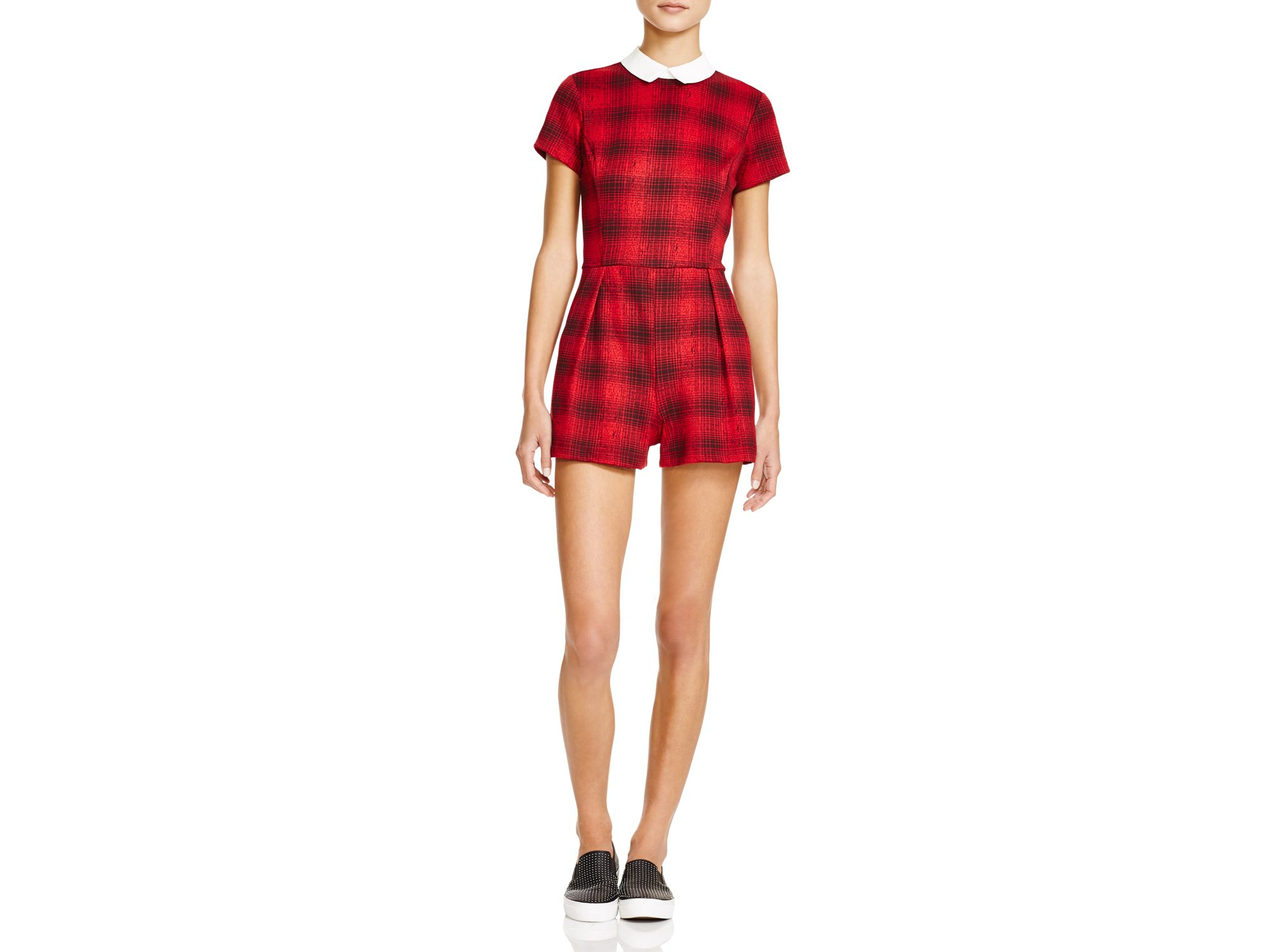 red plaid romper