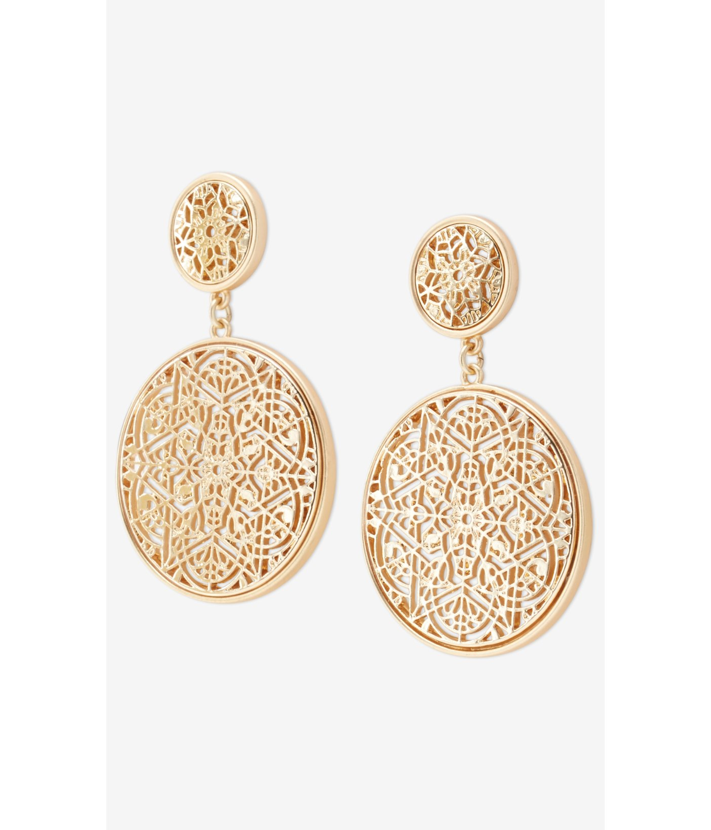 Lyst Express Dangling Filigree Disk Earrings In Metallic Gallery