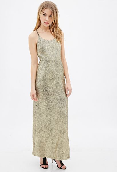 Forever 21 Metallic Maxi Dress in Gold Forever 21 Metallic Maxi Dress in Gold